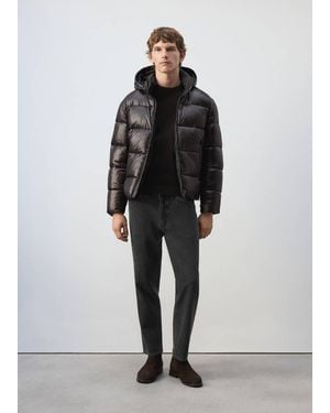 Mango Water-Repellent Quilted Anorak - Black