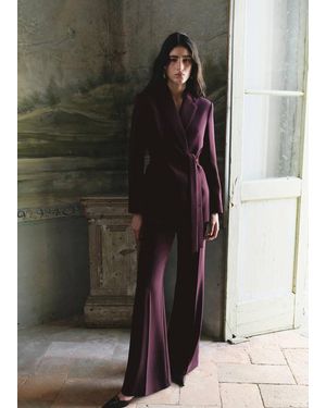 Mango Double-Breasted Belted Suit Blazer - Black