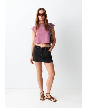 MANGO TEEN Cropped Cotton T-Shirt - Red