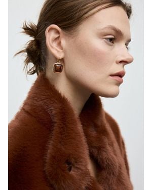 Mango Quadratische Kunstharz-Ohrringe - Braun