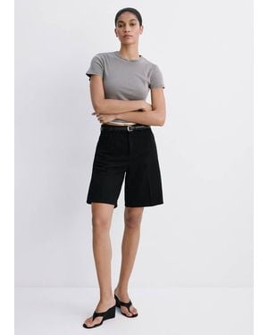 Mango High-Waist Straight-Fit Denim Shorts - Multicolour