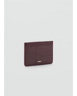 Mango Shiny Croc-Effect Cardholder - Purple