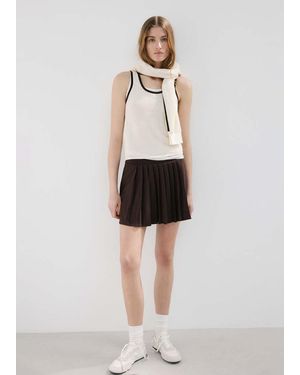 Mango Pleated Skirt With Printed Logo - White