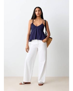 MANGO TEEN Cross-Back Crochet Top - White