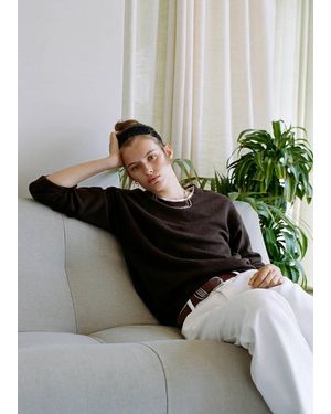 MANGO TEEN Ribbed Neck Jumper - Brown
