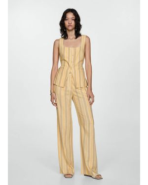 Mango Striped Vest With Buttons - Natural