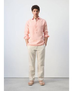 Mango Regular-Fit 100% Linen Shirt - White