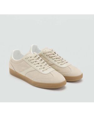 Mango Leather Mixed Trainers - White
