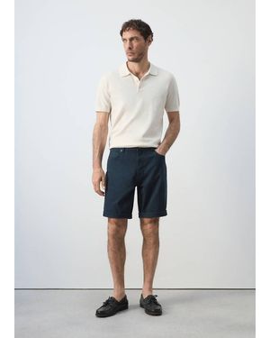 Mango Slim-Fit Denim Bermuda Shorts - White