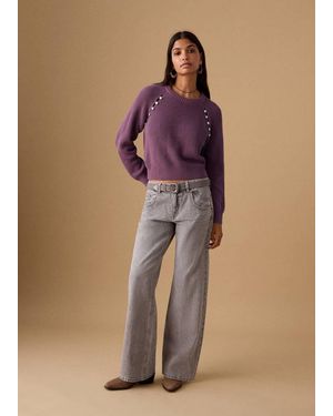 MANGO TEEN Buttons Detail Knit Jumper - Brown