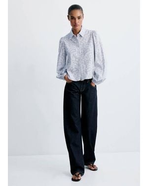 Mango Striped Shirt With Embroidered Details - White