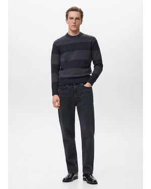 Mango Striped Wool Blend Jumper - Blue
