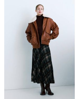 Mango Oversized Jacket With Sherpa Collar - Brown