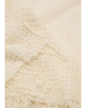 Mango Cotton Foulard With Fringes - Natural
