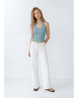 MANGO TEEN Halter Top With Embroidered Details - White