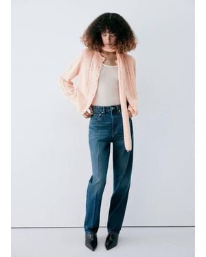 Mango Openwork Knit Cardigan With Scarf Detail - Blue
