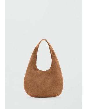 MANGO TEEN Suede Leather Shoulder Bag - Brown