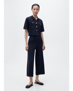 Mango Crop Knit Trousers - Blue