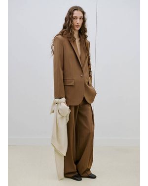 Mango Pinstripe Suit Blazer - Natural