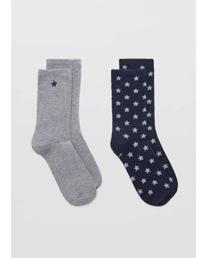 MANGO TEEN Star Ankle Socks 2 Pack - Blue