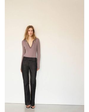 Mango V-Neck Bodysuit - Natural