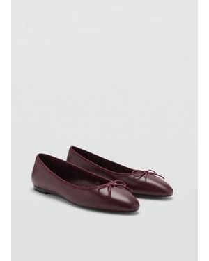 Mango Leather Ballet Flats - Brown