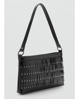 MANGO TEEN Fringed Studded Handbag - Black