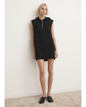 Mango Short Nightdress With Hood And Zip Detail - Black