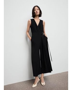 Mango Belt Wrap Jumpsuit - Black