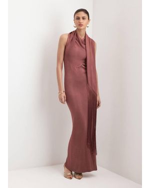 Mango Satin Knit Foulard Dress - Red