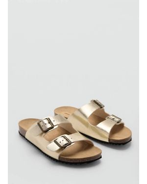 MANGO TEEN Metallic Leather Sandals