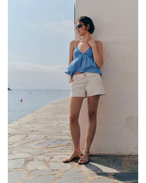 MANGO TEEN Relaxed Shorts With Contrast Stitching - Grey