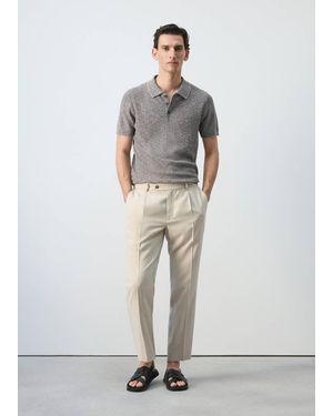 Mango Regular-Fit Pleated Trousers - White