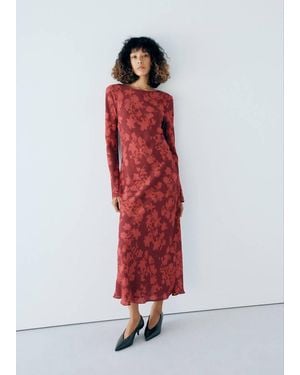Mango Robe Fluide Imprimée Rouge