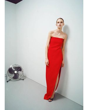 Mango Asymmetric Bandeau Dress - Red