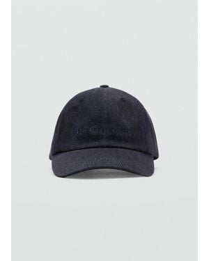 Mango Cotton Cap With Embroidered Slogan - Blue