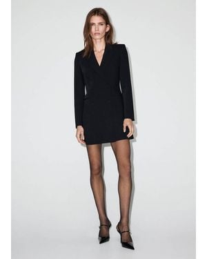 Mango Double-Breasted Blazer-Style Dress - Black