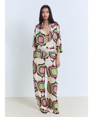 Mango Geometric Print Pants - White