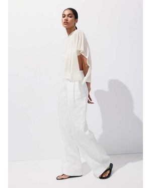 Mango Asymmetrical Knitted Cape - White