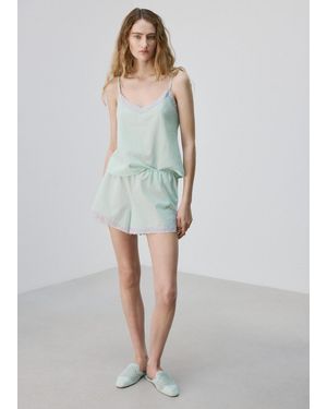 Mango 100% Cotton Pyjama Shorts - White