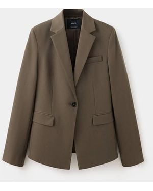 Mango Fitted Suit Blazer - Brown