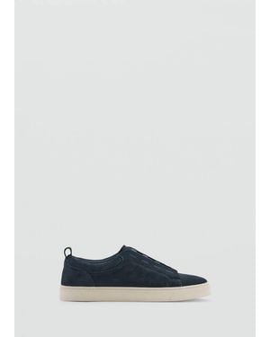 Mango Suede Leather Trainer With Vibram Sole - Blue