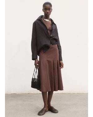 Mango Jupe Midi À Plis Marron