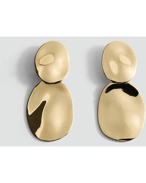 Mango Embossed Pendant Earrings - White