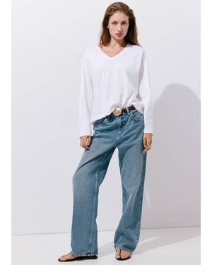 Mango Jeans Miami Dritti Vita Media Blu Medio