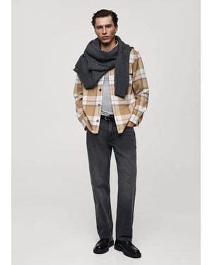 Mango Check Flannel Overshirt - Natural