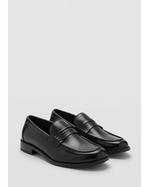 Mango Nappa Leather-Effect Moccasins - Black