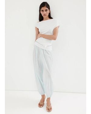 Mango Asymmetrical Ruched T-Shirt - White