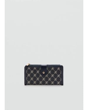 Mango Large Wallet With Logo Print - Blue
