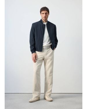 Mango Lightweight Water-Repellent Bomber Jacket - Blue